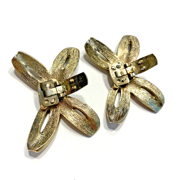 Vintage Silvertone Metal Shoe Clips Unique Bows Collectible Jewelry for Shoes - Picture 5 of 7